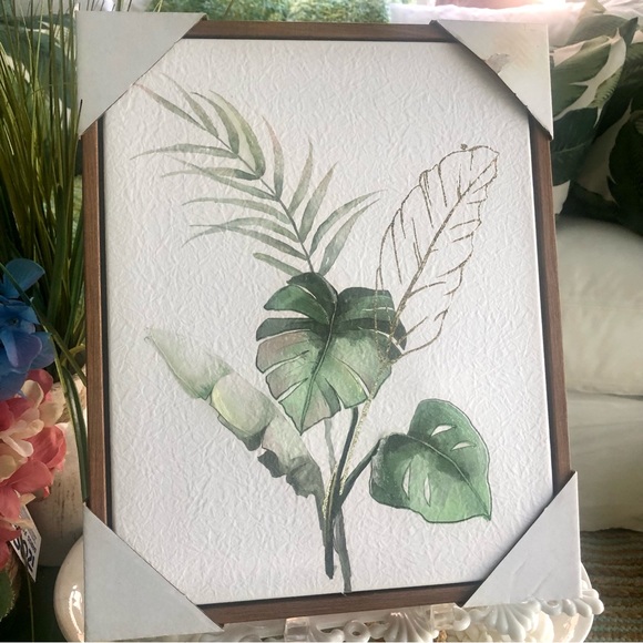 NEW! Tropical Monstera Palm Leaf Watercolor Paper Print - Picture 1 of 6